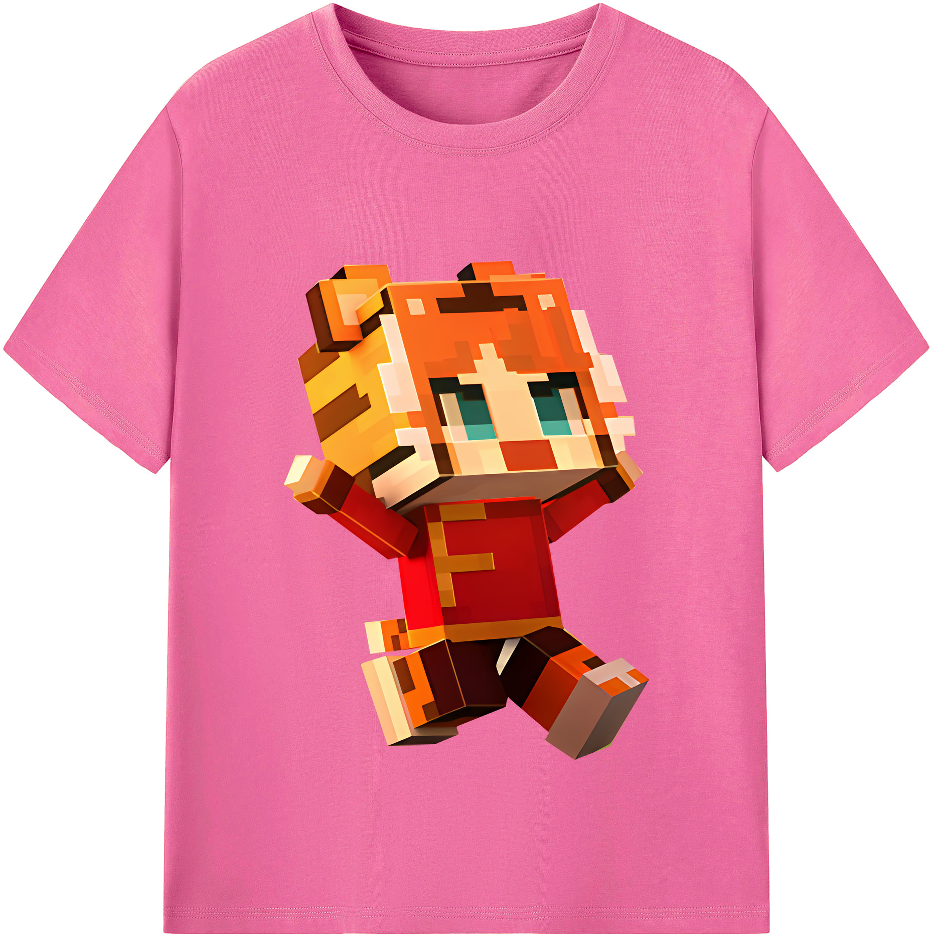 （画像用） マインクラフト ブロックの世界 Minecraft MC Block world レディースカジュアルプリントTシャツ（綿100％）